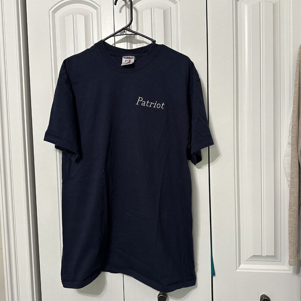Jerzees T Shirt Mens Blue Embroidered Patriot Large Blue Activewear Shirt